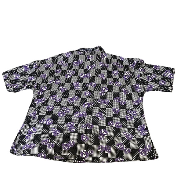 Vintage Black and Purple Checkered Button Down Shirt - Picture 2 of 4